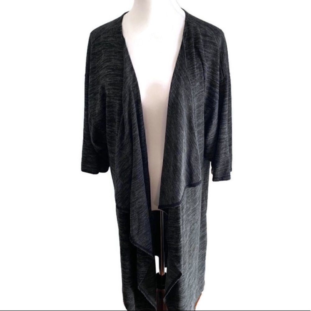 LuLaRoe Gray Waterfall Open Front Duster Sz L